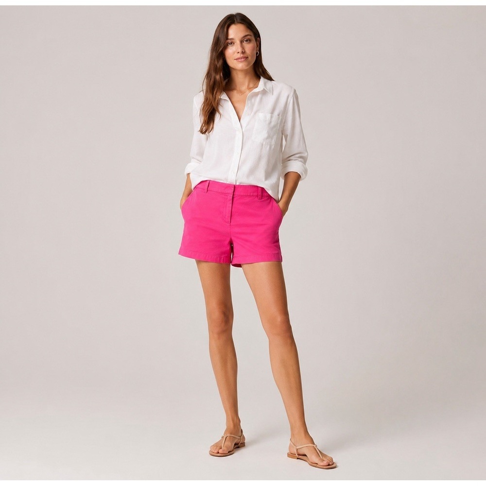J.Crew Re-Imagined Pink Stretch Chino Shorts Women Size‎ 14 Preppy Golf 3"